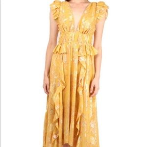NWOT Ulla Johnson floral metallic Nerissa dress
